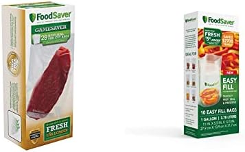 FoodSaver 1-Gallon GameSaver Heat-Seal Pre-Cut Bags, 28 Count & Easy Fill 1-Gallon Vacuum Sealer Bags | Commercial Grade and Reusable | 10 Count, 1 GALLON, Clear FoodSaver 1-Gallon GameSaver Heat-Seal Pre-Cut Bags, 28 Count & Easy Fill 1-Gallon Vacuum Sealer Bags | Commercial Grade and Reusable | 10 Count, 1 GALLON, Clear