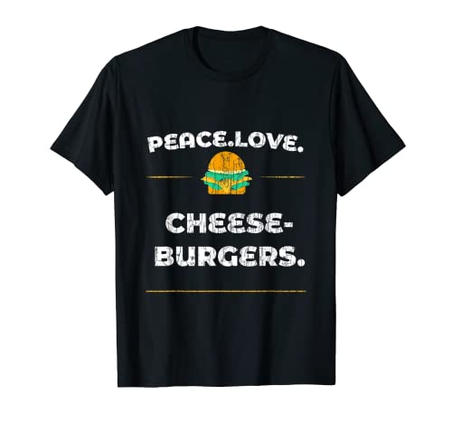 Peace Love Hamburguesa con queso divertido gráfico de hamburguesa Camiseta