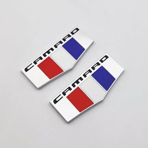 Image of 2Pcs Metal Camaro M Emblems Car Badge Front Right Left Fender Decal Replacement for Camaro Ss Rs Zl1 (Chrome)
