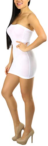 Image of ToBeInStyle Women's Sexy Novelty Sheer Strapless Slip Dress