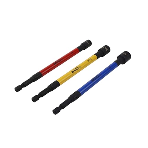 Image of Wiha 70495 3 Piece Color Coded Magnetic Nut Setter SAE Set