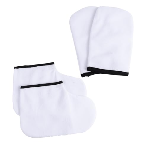 ULTECHNOVO 4 piezas Manoplas y Botines de Parafina para Spa Cubiertas Térmicas para Manos y Pies Hidratante Blancas Cómodas y Reutilizables para Cuidado Casa y Salones