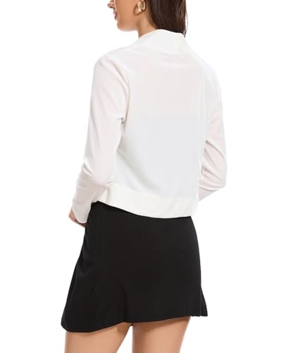 Image of Women's Long Sleeve Velvet Shrug for Dresses Cocktail Party Open Front Cropped Bolero Cardigan Top