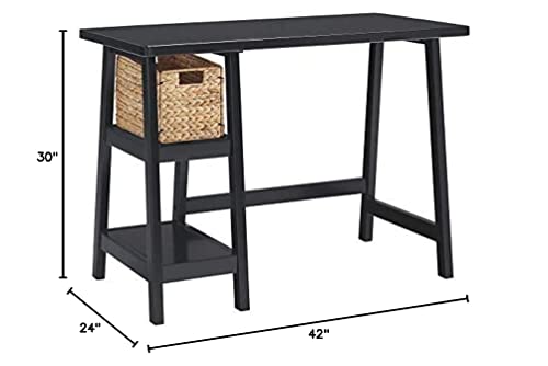 Signature Design By Ashley Mirimyn Vintage 42" Home Office Desk With Basket, Distressed Black #TOP7
