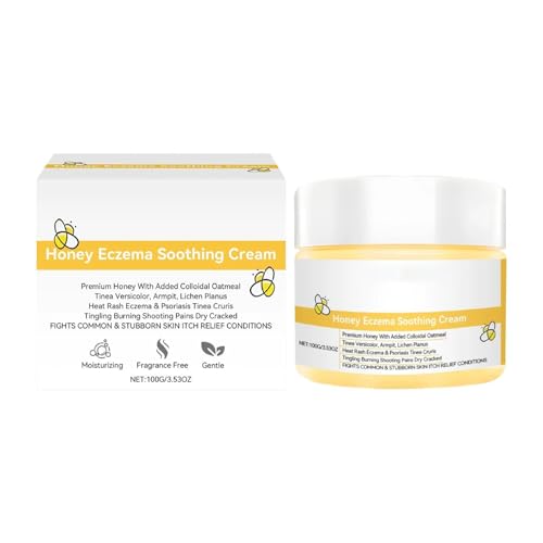 Honey Eczëma Soothing Cream With Deep Moisture Care 100g Eczëma Relief Moisturizer Dry Skin Repair Lotion Soft Delicate Feel For Daily Routine Morning Nighttime Post-Cleansing Home Spa Salon