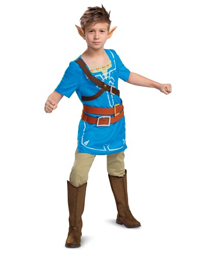 Link Costume for Kids, Official Zelda Breath of The Wild Costume, Classic Child Size Small (4-6) Multicolored