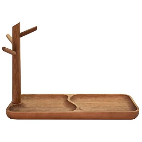 Portable Solid Wood Key Holder Watch Jewelry Lipstick Storage Key Hooks Tray Stand Hanging Bedroom Porch Home Decor Rack Gift small Cover