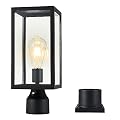 Windben Dusk to Dawn Outdoor Post Light,Lamp Post Light Fixture,Post Lantern with Pier Mount Base,Matte Black,Suitable for Gardens,Yards,Passages or Entrances, etc