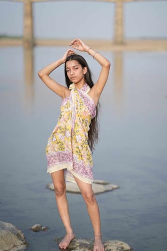 Hand Block Print Scarf Indian Cotton Sarong Decorative Handmade Cotton Beach Pareo, Printed Sarong, Swim Wear Personalized Gift4