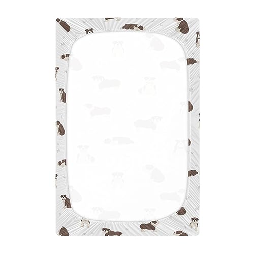 Image of Fitted Crib Sheets English Bulldog Dogs Stretchy Portable Playard Sheets for Baby Toddler, Breathable Soft Mini Crib Mattress 39 x 27 in for Boys and Girls