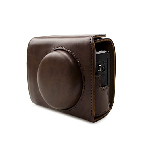 Rieibi G7X II G7X III - Custodia in pelle vintage per fotocamera Canon PowerShot G7 X Mark II/G7 X Mark III DSLR - Custodia protettiva con cinturino, Caff, Beauty Case