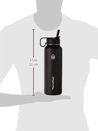 Image of Thermoflask Bottle with Chug and Straw Lid, 40oz, Black