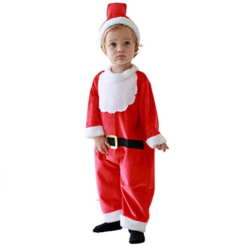 LUOZZY Terno de Natal para bebês macacão Papai Noel com chapéu fantasia para altura 92-104 cm