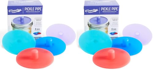 Image of Masontops Pickle Pipes - Airlock Fermentation Lids - Fermentation Kit For Wide Mouth Mason Jar Sauerkraut & Pickle Kit - Fermentation Jar Not Included (Pack of 2)