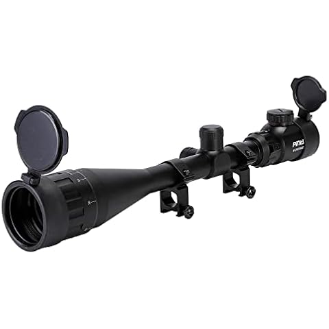Pinty 6-24x50 AO Rifle Scope Rangefinder Illuminated Optics with Free Mount Cover