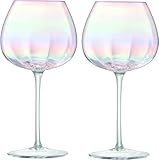 Wenxishangmao Juego de 2 copas de vino, copas de vino tinto de cristal, copas de vino blanco iridiscente, tallo largo grande, para boda, aniversario (copas de ginebra)