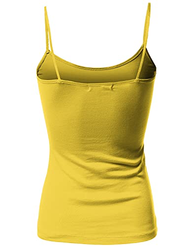 SparkbO Basic Seamless Camisole for Women Round Neck Solid Spaghetti Strap Slim-Fit Cami Tank Tops Yellow R, One Size