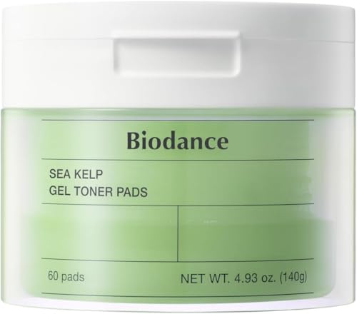 Biodance Sea Kelp Gel Toner Pads, Calming Toner Pads for Sensitive Skin, Oil & Sebum Control, Refreshing Blemish Care, Pre-Soaked Pads, Korean Skin Careㅣ4.93 fl.oz.(140g)*60Pads