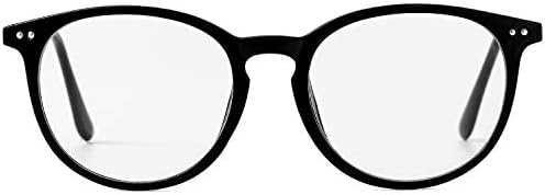 Non Prescription Clear Lens Fake Glasses for Women Men Retro Round Metal Frame Eyeglasses (Bright Black)