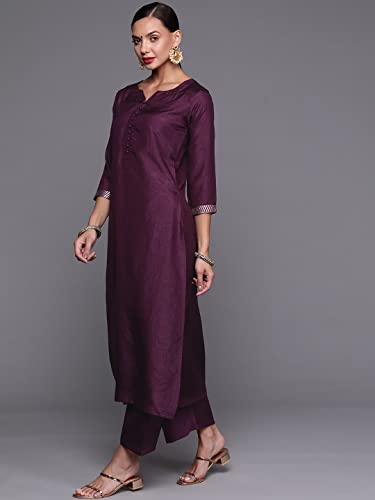 Image of INDO ERA Women's Polyester Solid Straight Kurta Palazzo With Dupatta Set(IE26KH9PK1836)