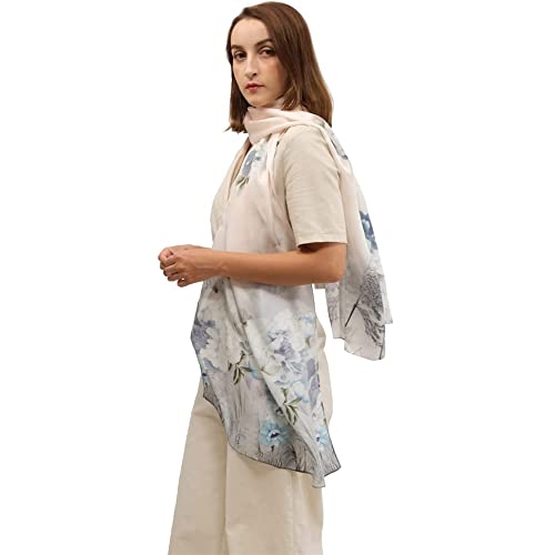 YOTOYOU Seidenschal Damen 100% Seide Mädchen Seidentuch Silk Schal Schilf Blume 170 X 50 cm Cover