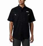 Columbia Men's Low Drag Offshore Short Sleeve Shirt, UPF 40 Protection, Moisture Wicking Fabric , Black , Large