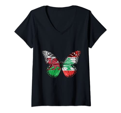 Femme Papillon drapeau gallois libanais T-Shirt Cover