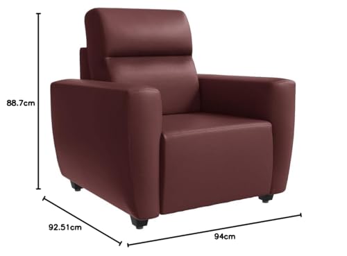 Image of Wakefit Sofa Set | 3 Year Warranty | Sofa 1 Seater, 1 Seater Sofa for Living Room, Wooden Sofa Set, Sofa Set Single Seater - Belize(Romance : Sangria)