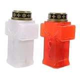 GLEAVI 2stücke Kerzenhalter für Friedhofsdekoration Grablicht und Gartendekoration Flammenlose Laterne mit Ewigem Licht für Gedenk und Gebetsorte