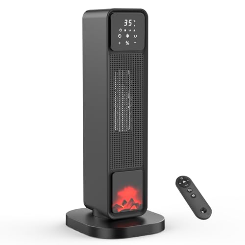 2200W Calefactor Bajo Consumo - Eléctrico Cerámico Oscilante, 4 Modos ECO, Temporizador 1-12H, Protección Sobrecarga/Vuelco, Bajo Ruido, Mando Remoto - Portátil Baño, Sala, Dormitorio, Oficina