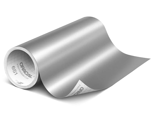 ORACAL 651 Matte Metallic Silver Grey Vinyl Durable Roll Easy to Weed Permanent Adhesive Craft Vinyl for Plotting Machines Decals & DIY Projects 12 x 15ft + Transfer Tape 12 x 24