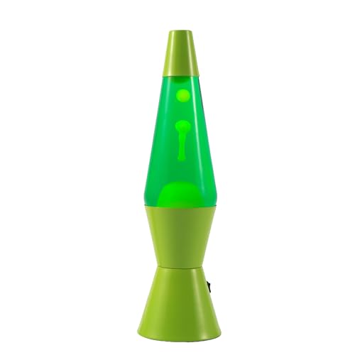 I-TOTAL® - Lámpara de lava LED – Diseño moderno con efecto de burbujas fluidas, bajo consumo, luz LED integrada, 37 cm (Base verde, líquido verde, cera amarilla)