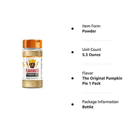 The Original Pumpkin Pie Spice Topper Seasoning Mix by Flavor God - Premium All Natural & Healthy Spice Blend for Donuts & Smoothies - Kosher, Low Sodium, Dairy-Free, Vegan & Keto Friendly - Great Flavor Spices and Seasoning Gift