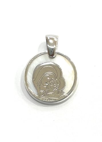 Médaille communion vierge du chemin argent et nacre