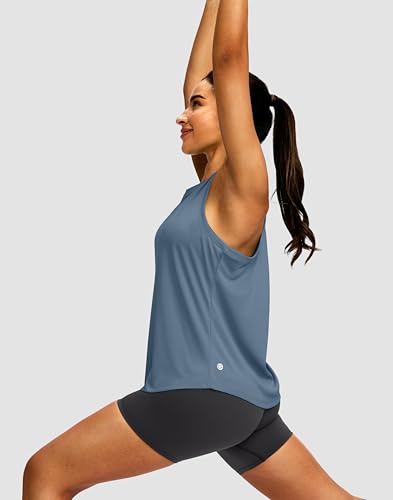 Image of Women's Workout Tops Racerback Athletic Tank Tops Sleeveless Loose Fit Yoga Running Gym Shirts for Women