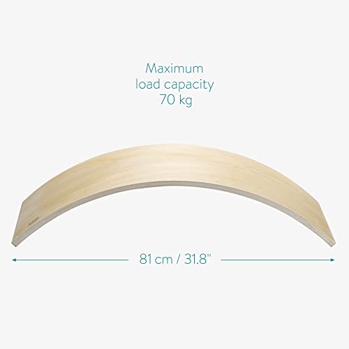 Navaris Kids Wooden Balance Board - Toddler Wobble Board Seesaw Rocker - Creative Play Curved Plywood Toy for Balancing, Sliding, Playing - Age 3+ - Image 5