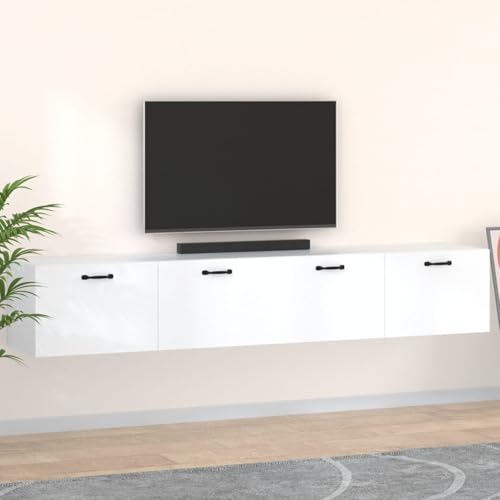 Vopese Armarios de Pared 2 uds contrachapada Blanco 100x36,5x35 cm Armario de Cocina Muebles Mobiliario Duradero Mesa de Trabajo Almacenamiento Alacena de Contrachapada