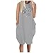 Sommerkleid Damen, Kleider Damen Sommer, Kleid Damen Elegant, Ärmelloses Damen-Freizeitkleid mit Blumendruck und Tasche Freizeitkleid Strandkleid