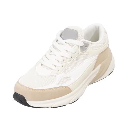 JOMIX Basket Femme Chaussures de Sport Running Fitness Gym Sneakers Respirant Mode de Marche Course Légères Tennis Outdoor Jogging (WTS255012, Chameau, 41 EU)