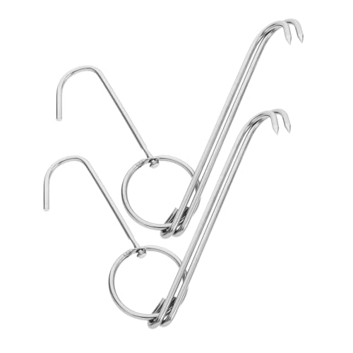 FIXOSHEE 2 Pièces Crochets à Viande Acier Inoxydable pour Suspension Fumage et Grillades Crochets Doubles Polyvalents pour Manipulation et Séchage de Viande Au Barbecue