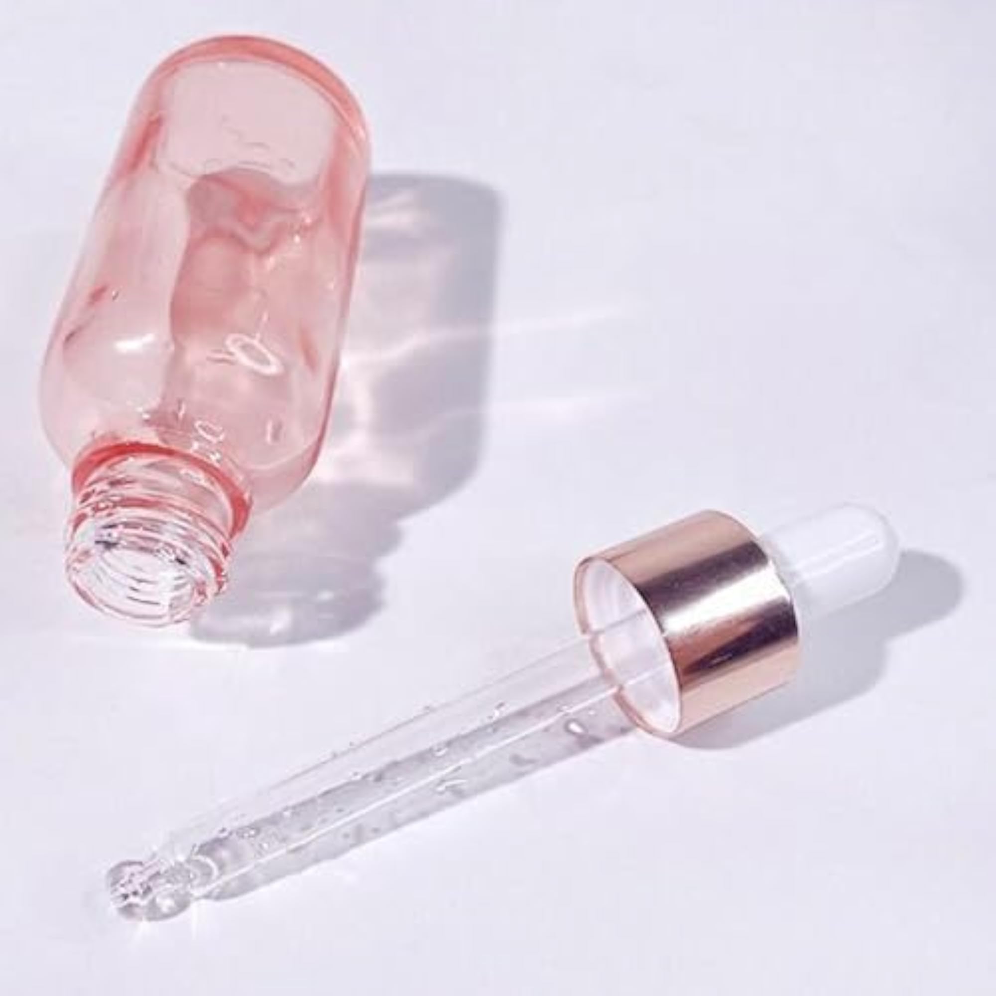 4 Pcs 10ml Pink Dropper Bottles Glass