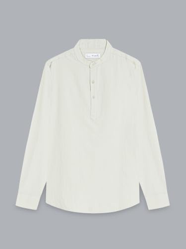 Image of StitchX Men's Seersucker Band Collar Pure Cotton Striped Kurta Shirt-S-2XL