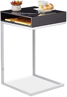 Relaxdays Side Table, Black/Silver, 63 x 37 x 38 cm
