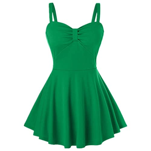 Débardeur d'été sans manches femme vert 3XL : haut ample décontracté en grande taille