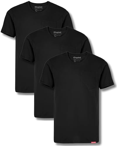 Image of Kingsted Pocket T-Shirts for Men - Super Soft & Comfy 100% Cotton Shirts | Short-Sleeve Crewneck Pocket Tee Shirts - Classic Regular Fit Work Shirt - Built to Last Midweight Cotton T-Shirts for Men