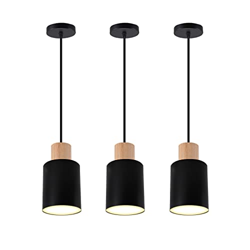 La Mejor Lista de Lámparas de araña comprados en linea. 47 Sunsign Lámpara Colgante Industrial 3PCS Iluminación de Techo Ajustable para Cocina, Mostrador, Restaurante, Dormitorio, Base E26