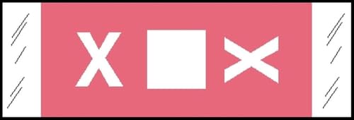 Tabbies Original COL'R'TAB 81950 Alpha Labels, Pink, X, Horizontal/Vertical, Made in the USA, Heavy Duty, 1/2" H x 1-1/2"W, 100 Labels/Pack
