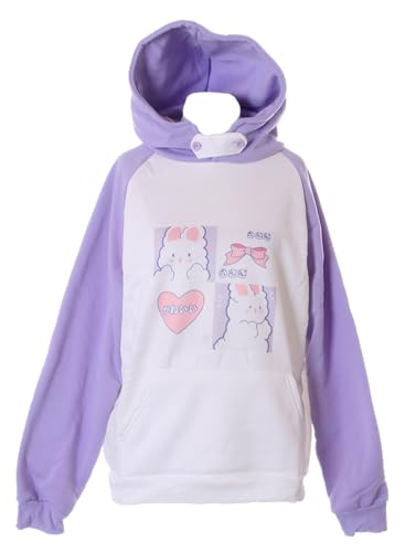Sweat à capuche femme motif lapin gothique pastel Kawaii-Story TS-366