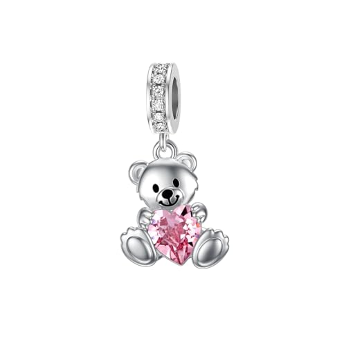 enjoylifecreative Colgante de oso de peluche para mujer, plata de ley 925, colgante de oso de cumpleaños, día de San Valentín, regalo para mujeres y niñas, 12*11.5mm, Plata de ley, No es una piedra