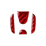 Utripcare Red Genuine Carbon Fiber Car Steering Wheel Center Emblem Cover Trim Styling Sticker for Honda Civic 2016-2019 Accord Fit XRV CRV